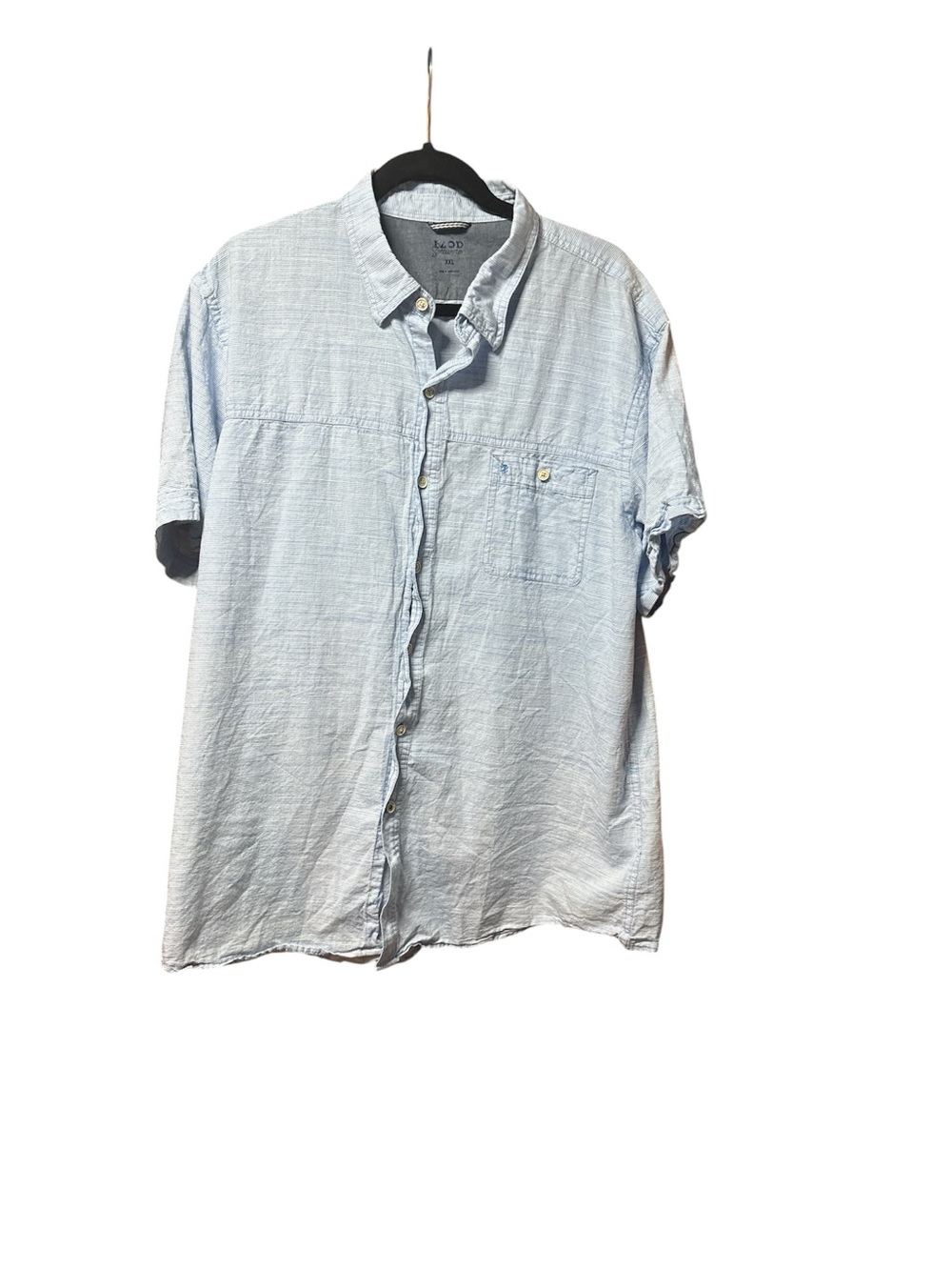 Casual Light Blue Short-Sleeve Button-Down Shirt